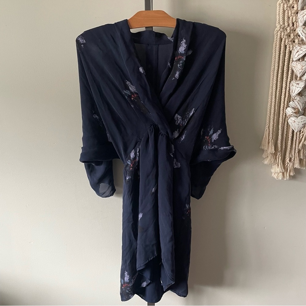 Babaton Cuthbert 100% Silk Dress Blue Floral Size XS - Picture 2 of 9